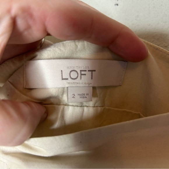 LOFT Cream A-Line Knee-Length Pleated Skirt - Picture 5 of 6